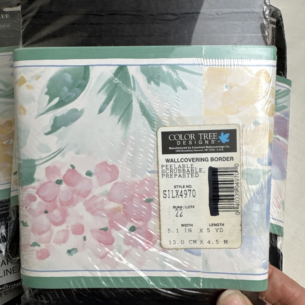 Color Tree Designs Watercolor Floral Wall Border 5 Spools 25yd SILX4970 Pastel - Picture 3 of 8